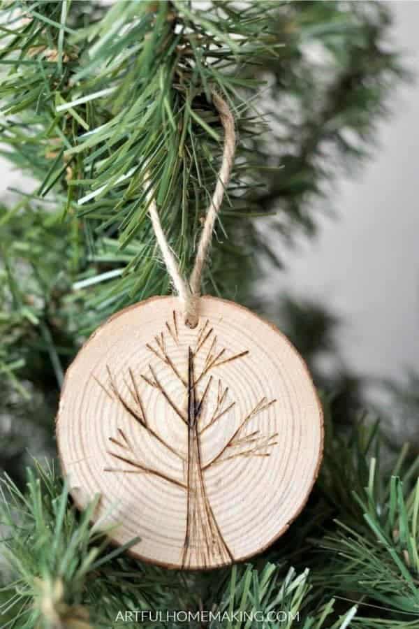 Rustic Wood Slice Christmas Ornaments