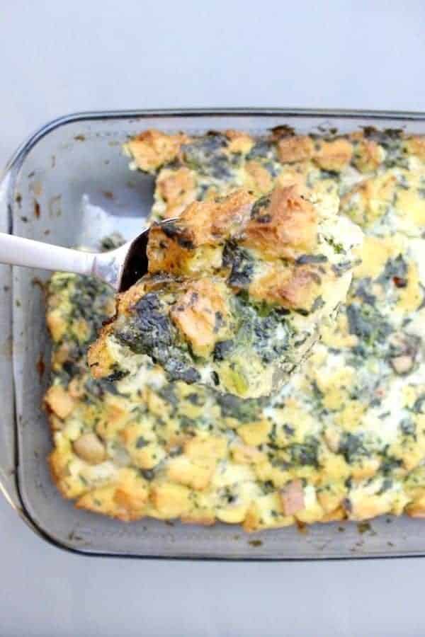 CREAMY MUSHROOM AND SPINACH STRATA