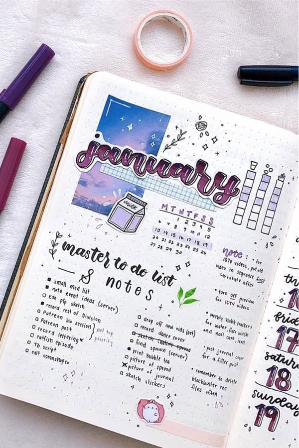 January Scrapbook Bujo Page