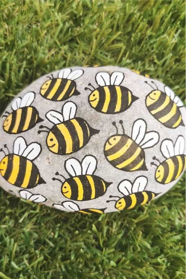 Bumble Bee Theme Painted Pebble