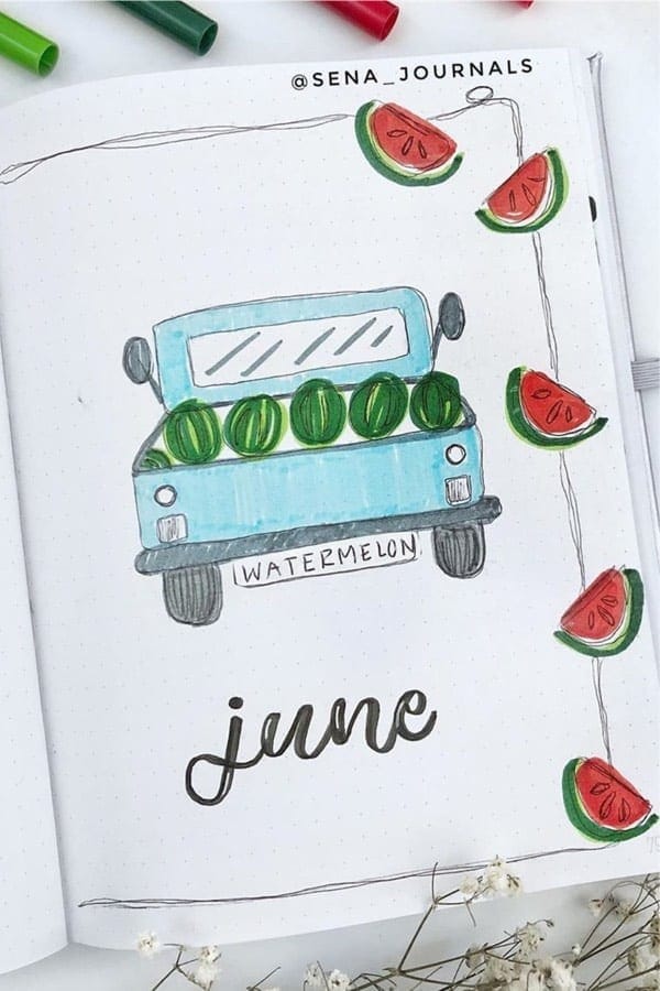 June Bullet Journal Cover Spread