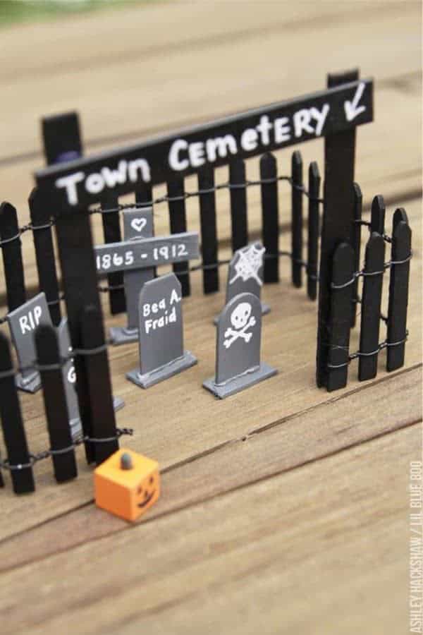 Popsicle Stick Tombstones and Cemetery