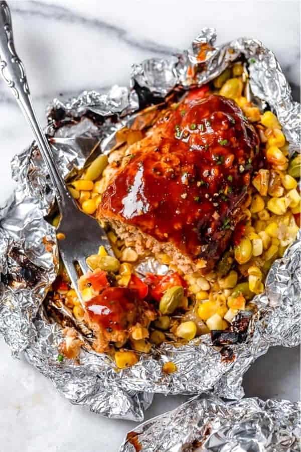 Campfire Dinner Meatloaf Foil Packets