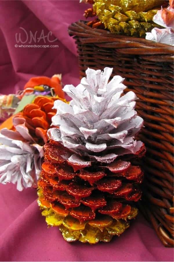 DIY Candy Corn Pine Cones