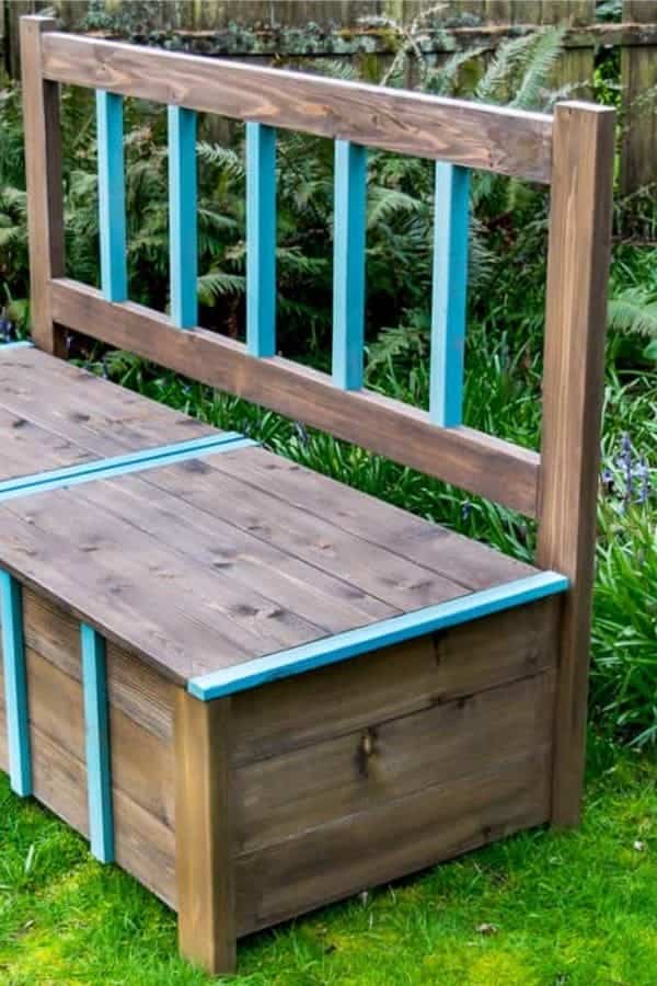 Outdoor Bench With Blue