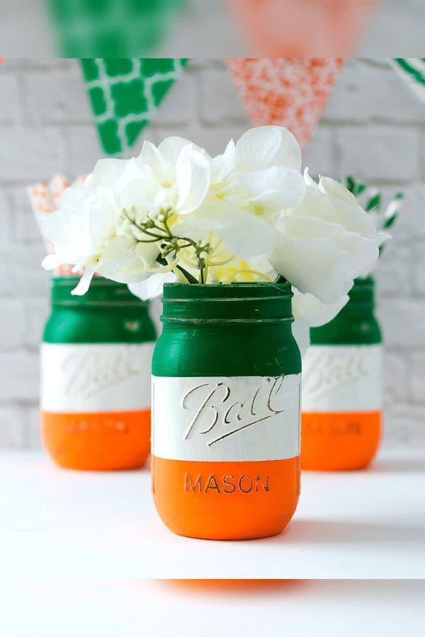 Irish Flag Mason Jar