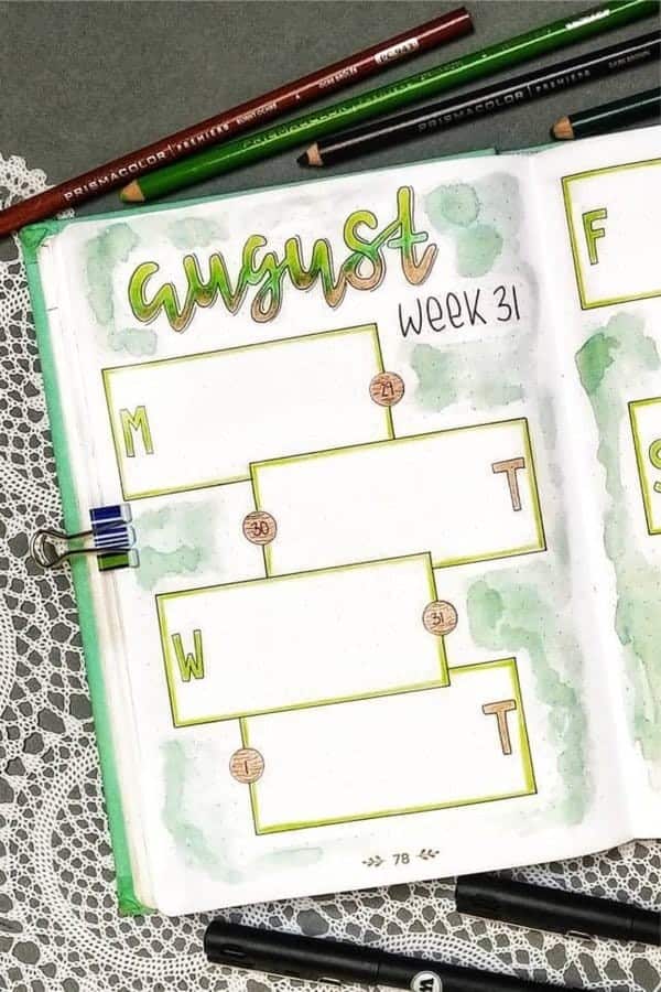 Green Weekly Spread For August