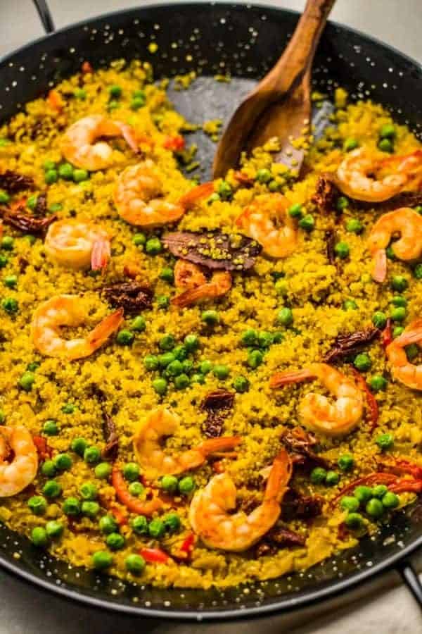 SHRIMP AND QUINOA PAELLA