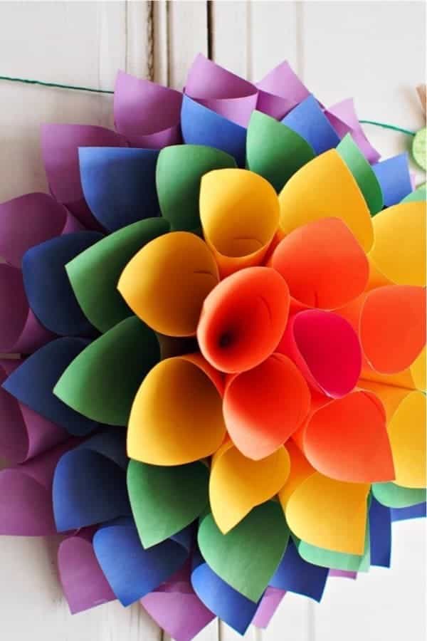 DIY Rainbow Paper Flower Wreath