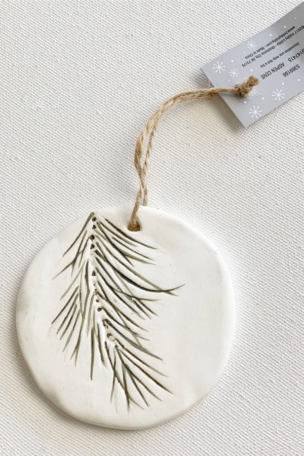 Simple Evergreen Sprig Polymer Clay Ornament