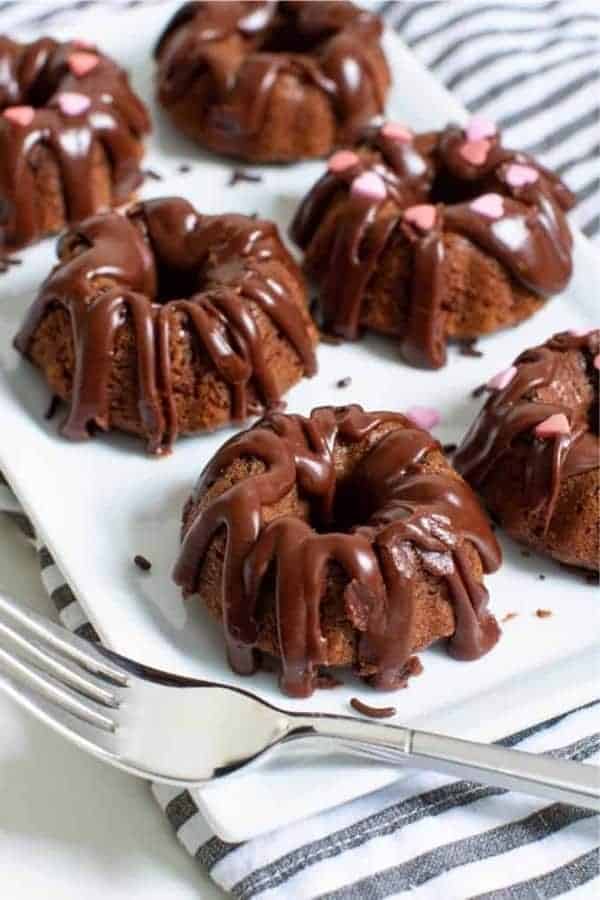 Valentine’s Day Mini Chocolate Brownie Bundt Cakes