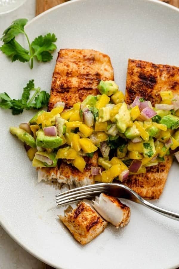 GRILLED MAHI MAHI WITH AVOCADO SALSA