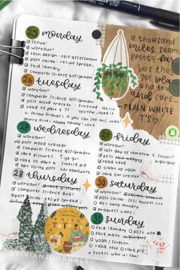 Hanging Plant Theme Weekly Spread