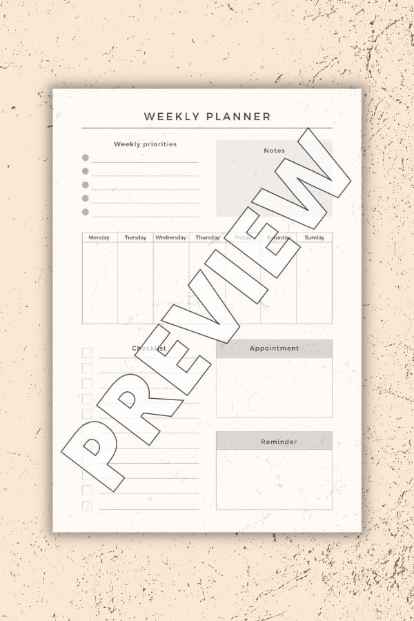 MINIMALIST WEEKLY PLANNER