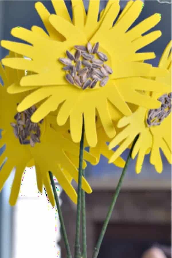 Paper Handprint Sunflower Craft For Kids