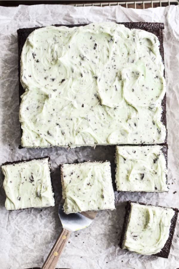 Mint Chocolate Chip Sheet Cake