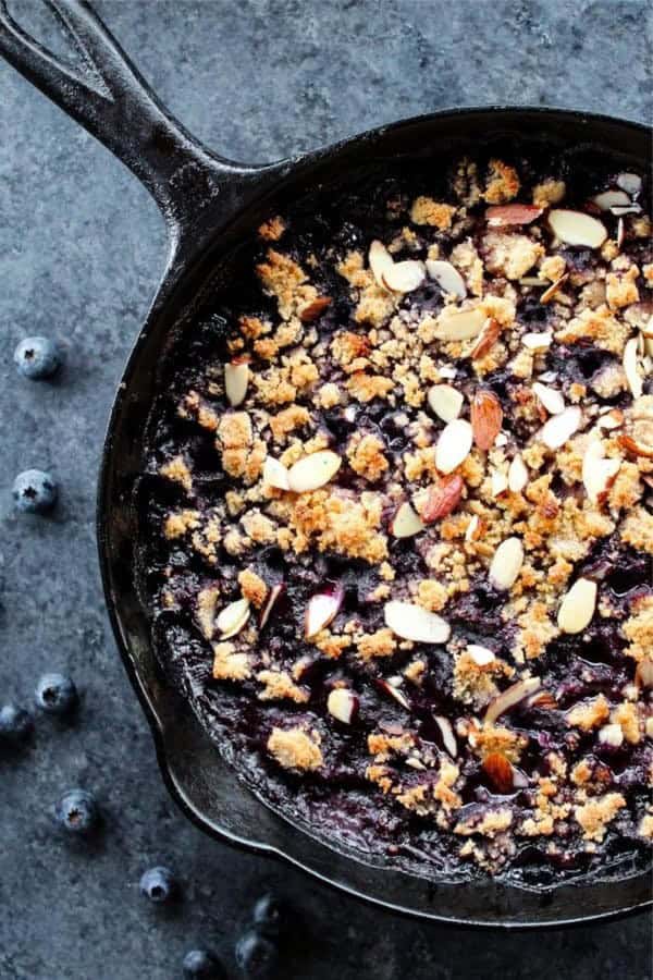 Skillet Blueberry Almond Cobbler