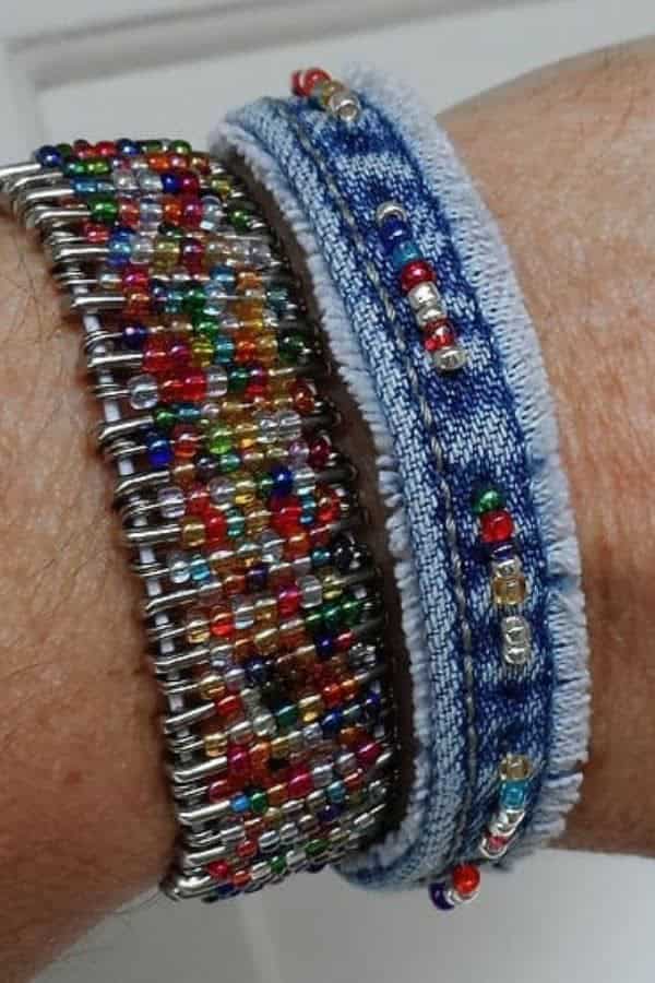 RECYCLED DENIM BEADED BRACELET