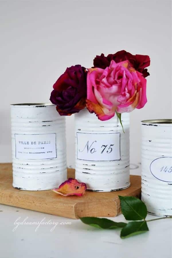 DIY Shabby French Recycled Tin Cans