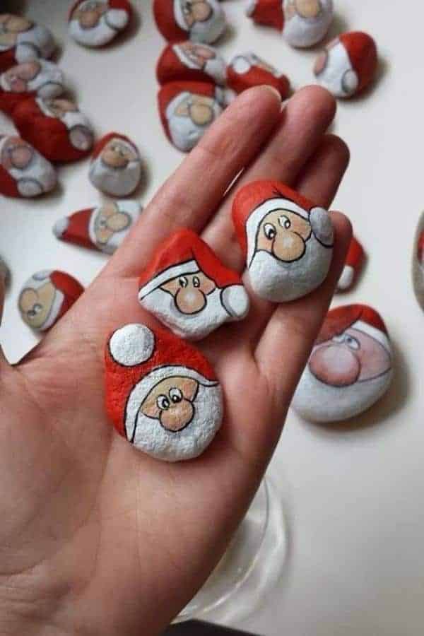 SANTA FACES PAINTED ROCKS