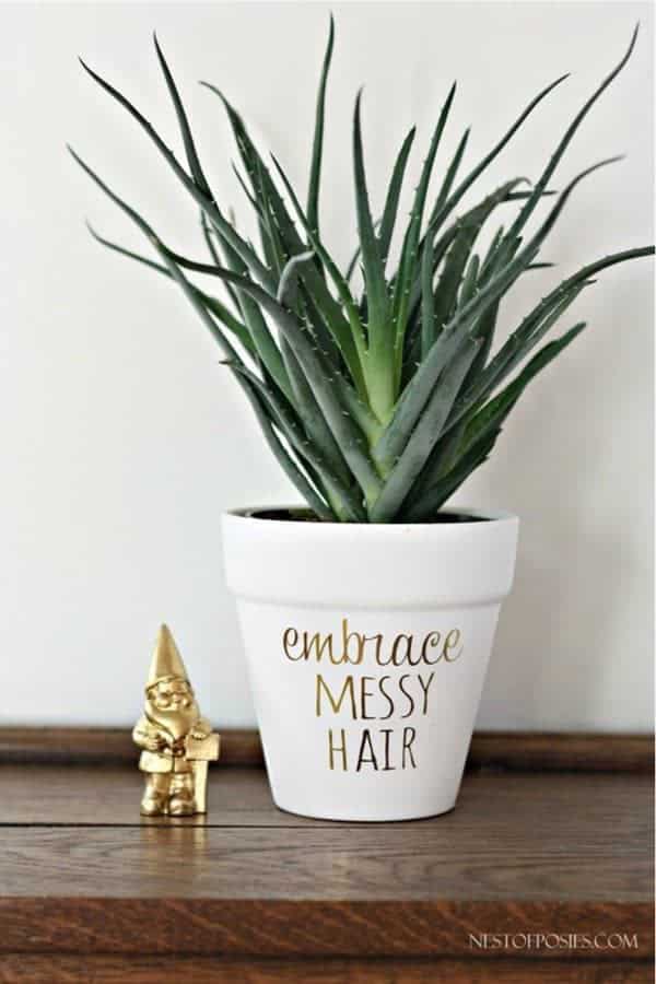 DIY Gold Foil Lettering on Flower Pots