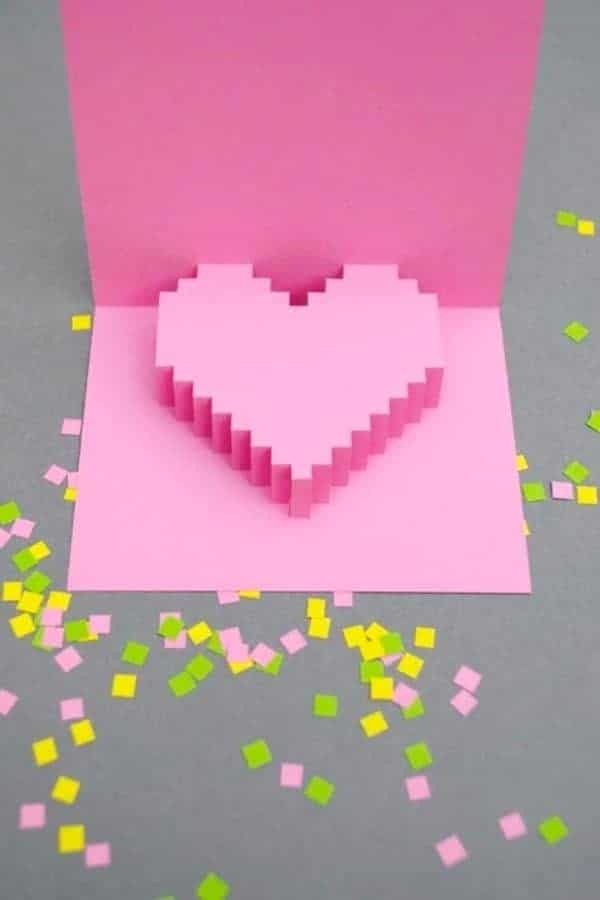 PIXEL HEART POP UP CARD