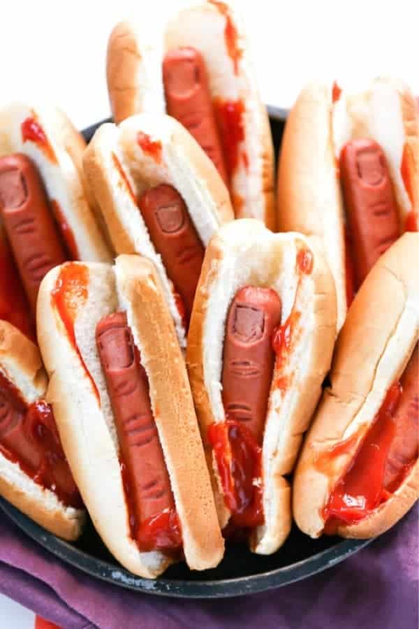 Bloody Finger Hot Dogs for Halloween