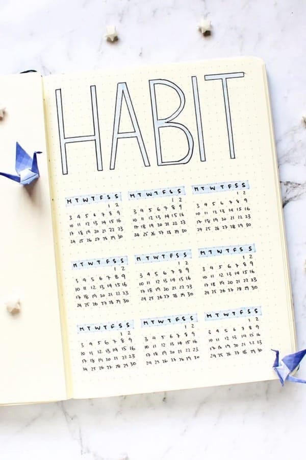 Blue Habit Tracking Page