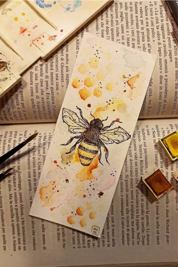 Bee Watercolor Book Placeholder