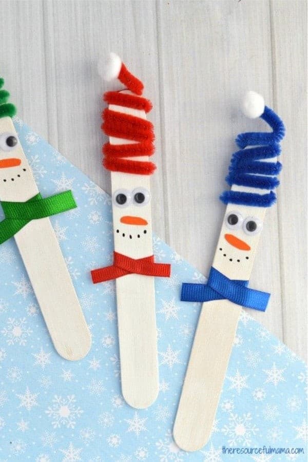 Craft Stick Snowman Craft