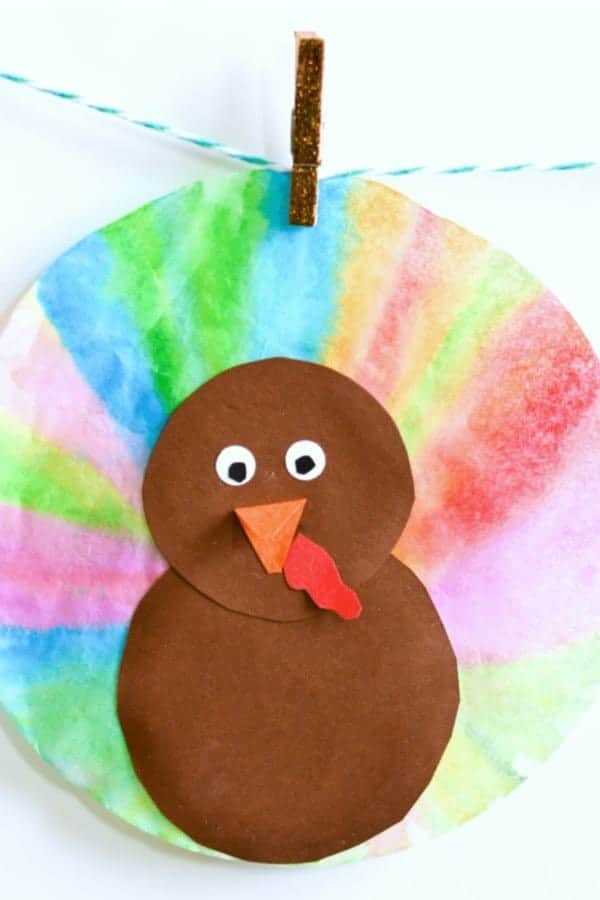 Watercolor Coffee Filter Turkey Craft