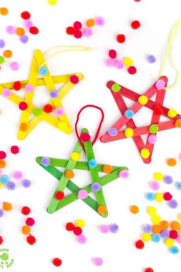 Pom Pom Popsicle Stick Stars