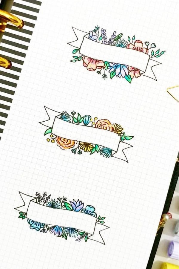 Bullet Journal Flower Banners