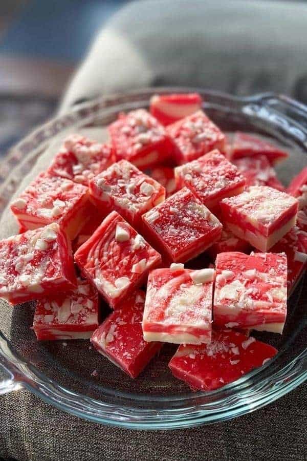 WHITE CHOCOLATE PEPPERMINT FUDGE