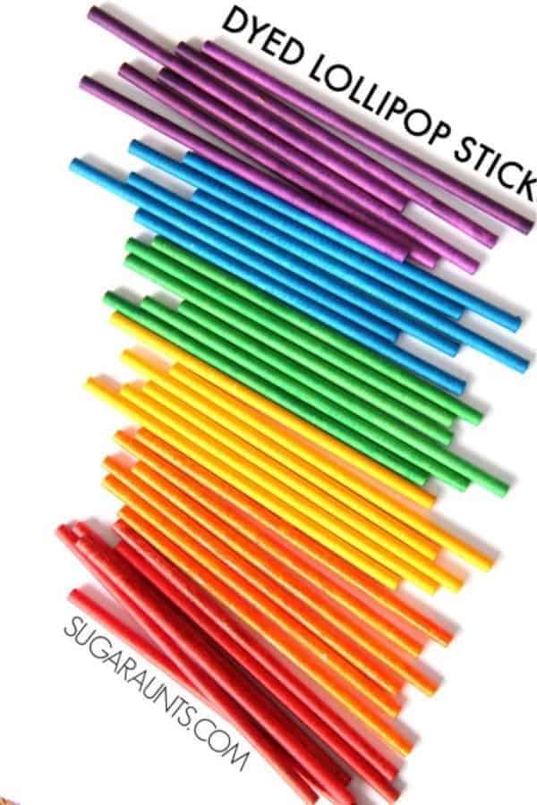 Dyed Rainbow Lollipop Sticks