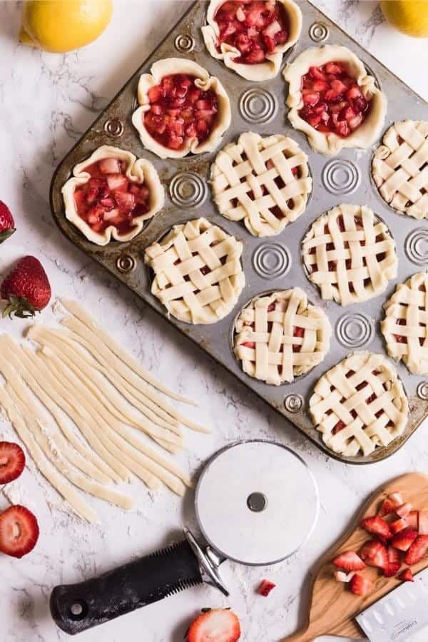 Little Strawberry Pies in a Muffin Tin