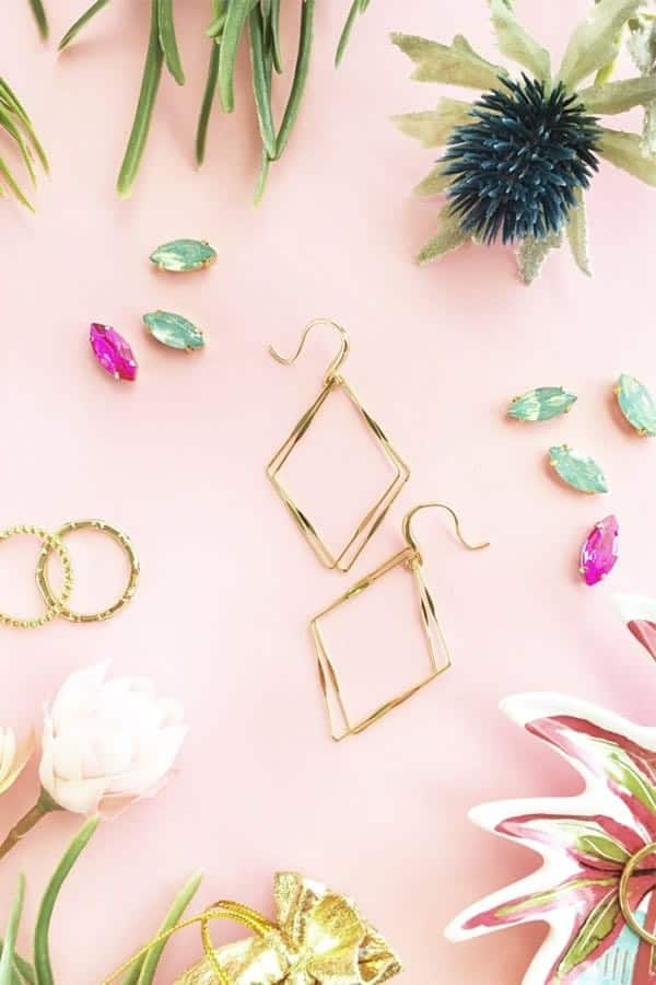 Easy DIY Gold Diamond Frame Earrings