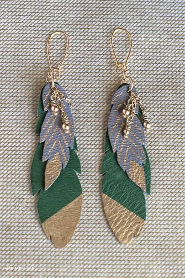 DIY Leather Feather Earrings