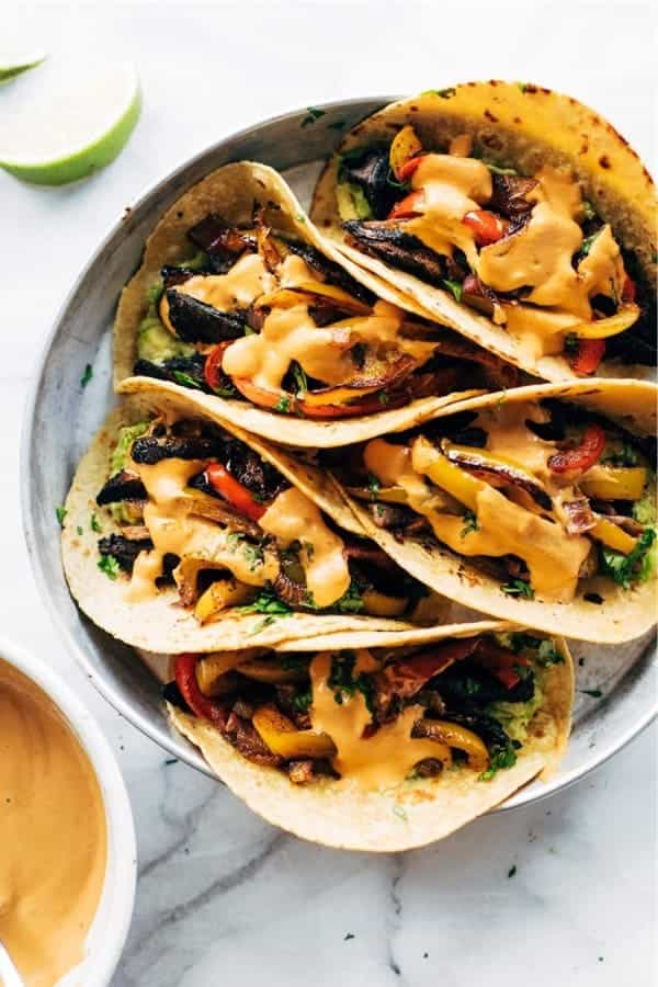 Vegan Sheet Pan Fajitas with Chipotle Queso