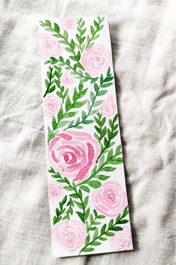 Floral Theme Painted Bookmark