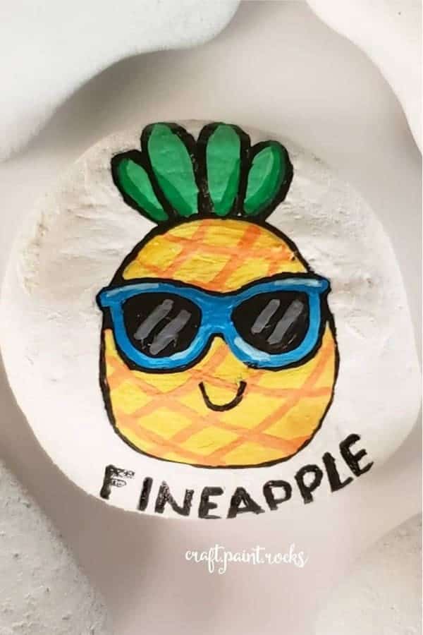 Pineapple Rock Painting Idea