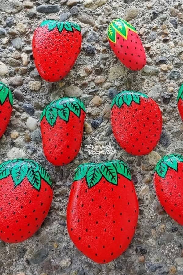 Strawberry Painted Rocks