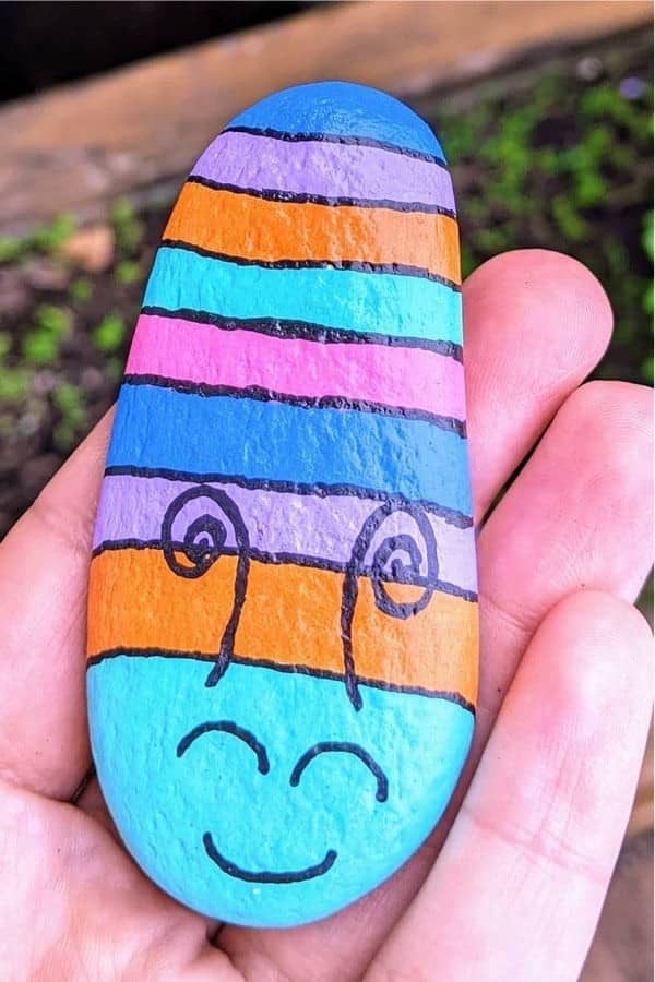 Colorful Caterpillar Painted Kindness Rock