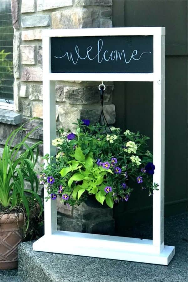 Hanging Plant Stand With Chalkboard