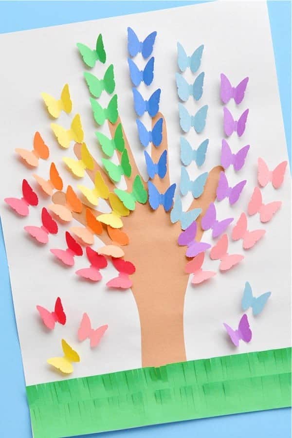 Construction Paper Handprint Butterfly Tree