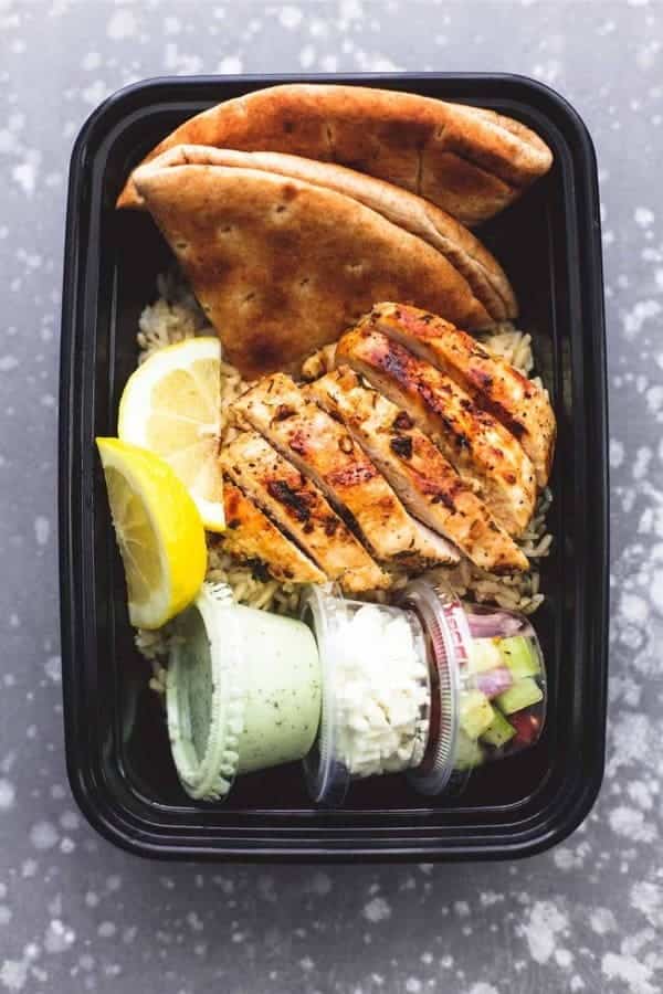 Meal Prep Greek Chicken Gyro Bowls