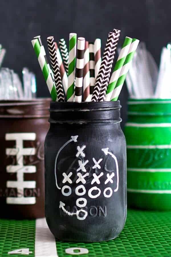 FOOTBALL PARTY MASON JARS