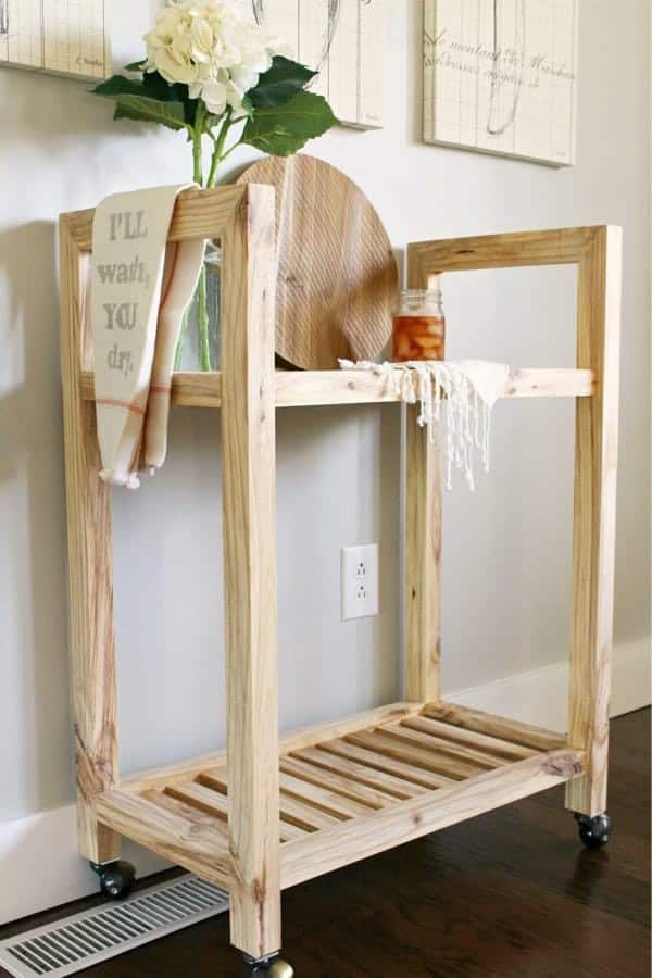 DIY Bar Cart from a Single Board