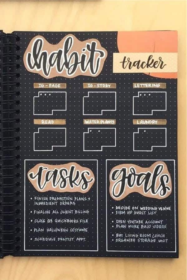 Black Paper Habit Tracker