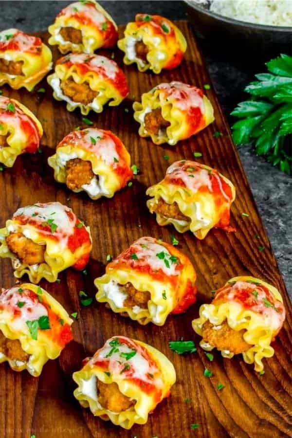 Mini Chicken Parmesan Lasagne Rolls